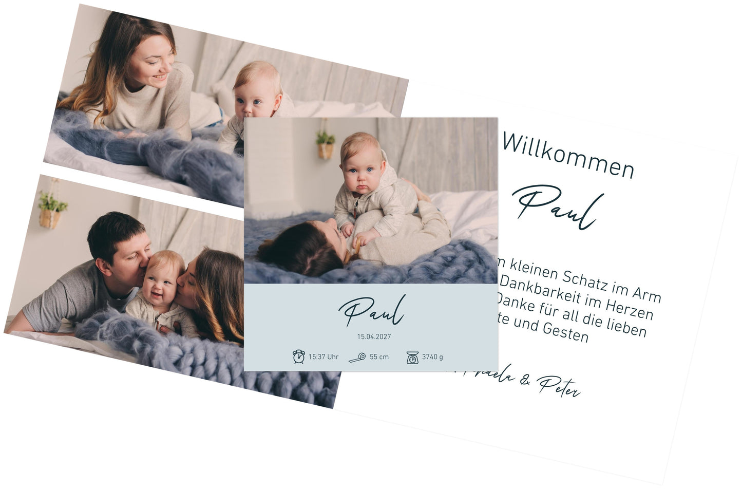 Familien Fotoleinwand Querformat Keine Veredlung dünner Rahmen minimalistisches Design - Stilvolle Wanddekoration