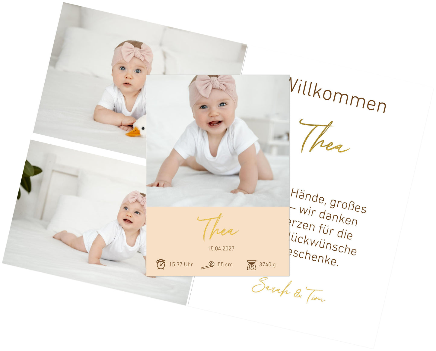 Familien Fotoleinwand Querformat Gold dünner Rahmen minimalistisches Design - Stilvolle Wanddekoration