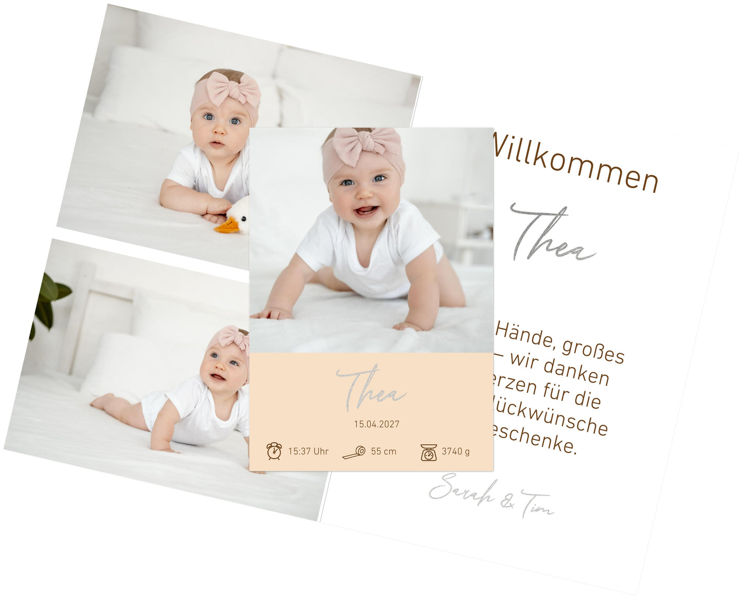 Familien Fotoleinwand Querformat Silber dünner Rahmen minimalistisches Design - Stilvolle Wanddekoration