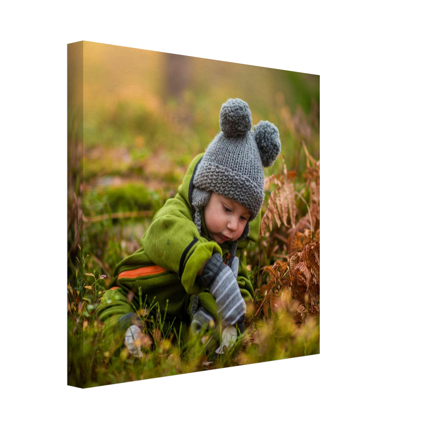 Baby Fotoleinwand quadratisch 30x30cm dünner Rahmen minimalistisches Design - Moderne Wanddekoration für Kinderzimmer