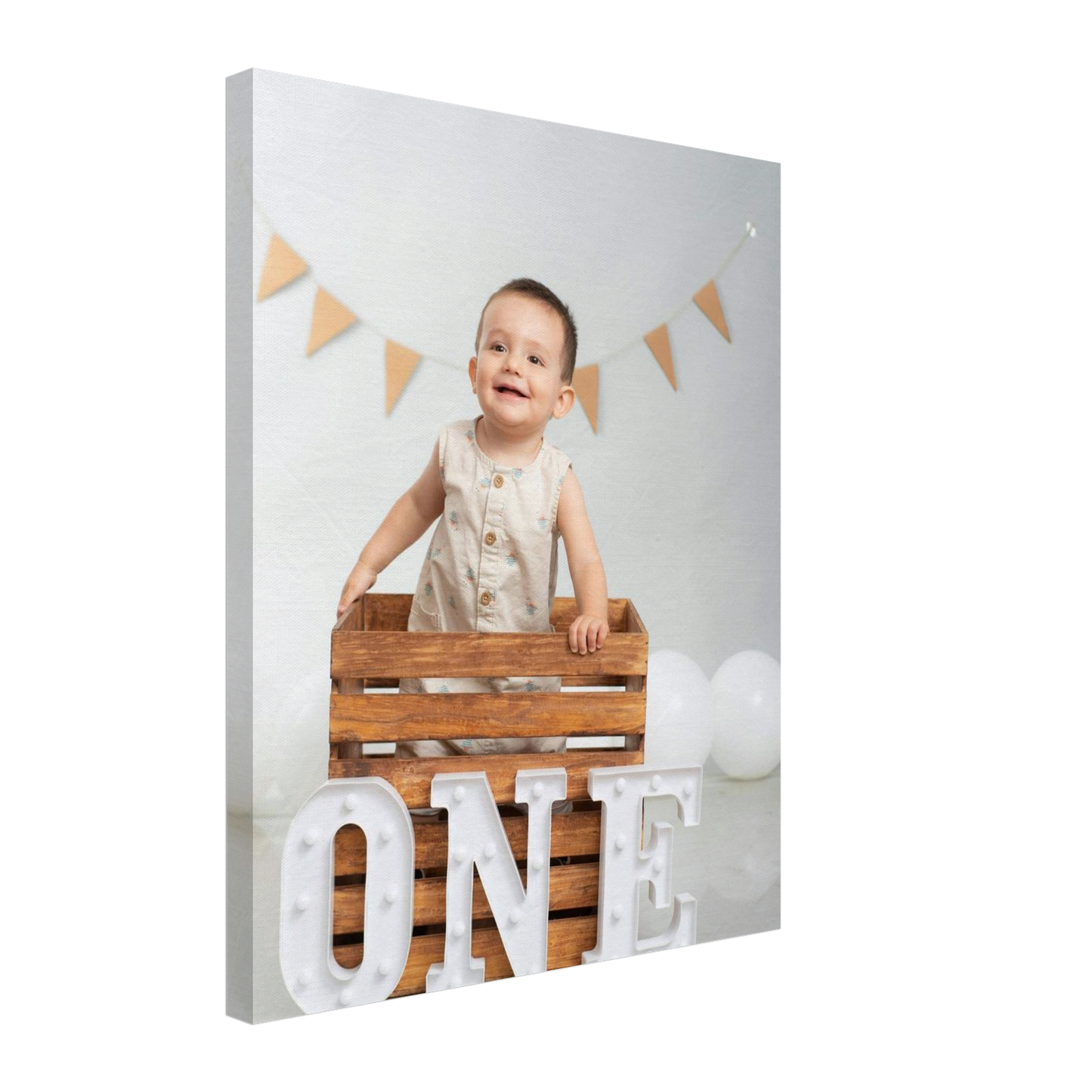 Baby Fotoleinwand Hochformat 40x50cm dünner Rahmen minimalistisches Design - Elegante Familienwanddekoration