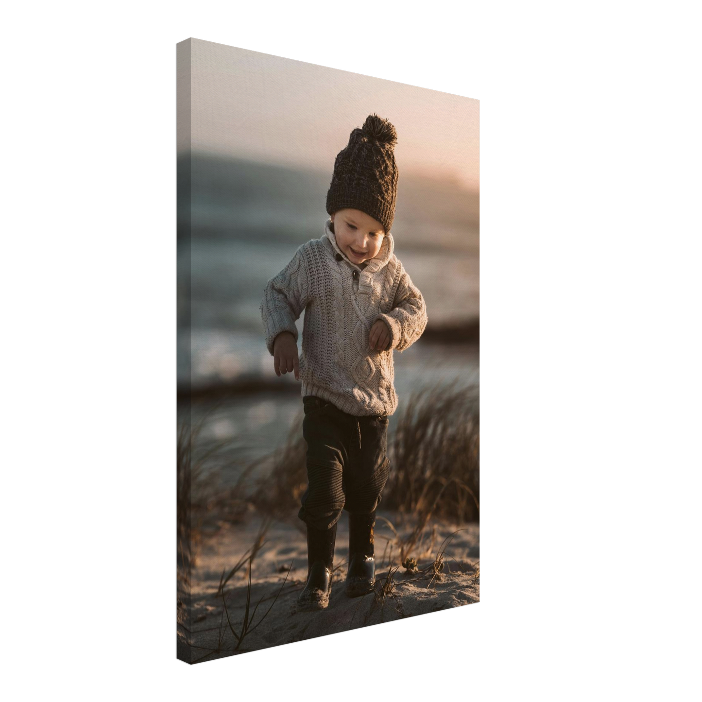 Baby Fotoleinwand Hochformat 40x60cm dünner Rahmen minimalistisches Design - Schlanke Wandkunst für Porträtfotos