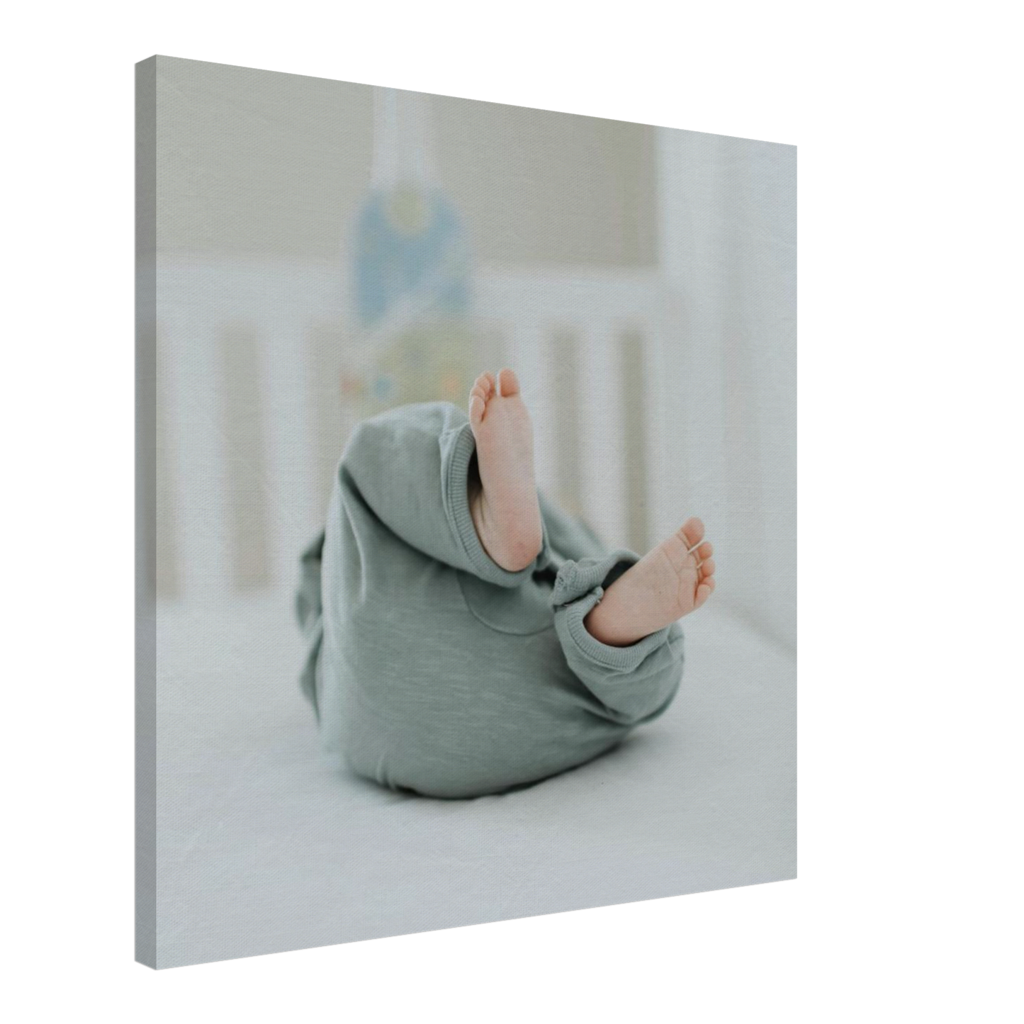 Baby Fotoleinwand quadratisch 60x60cm dünner Rahmen minimalistisches Design - Großformat moderne Wanddekoration