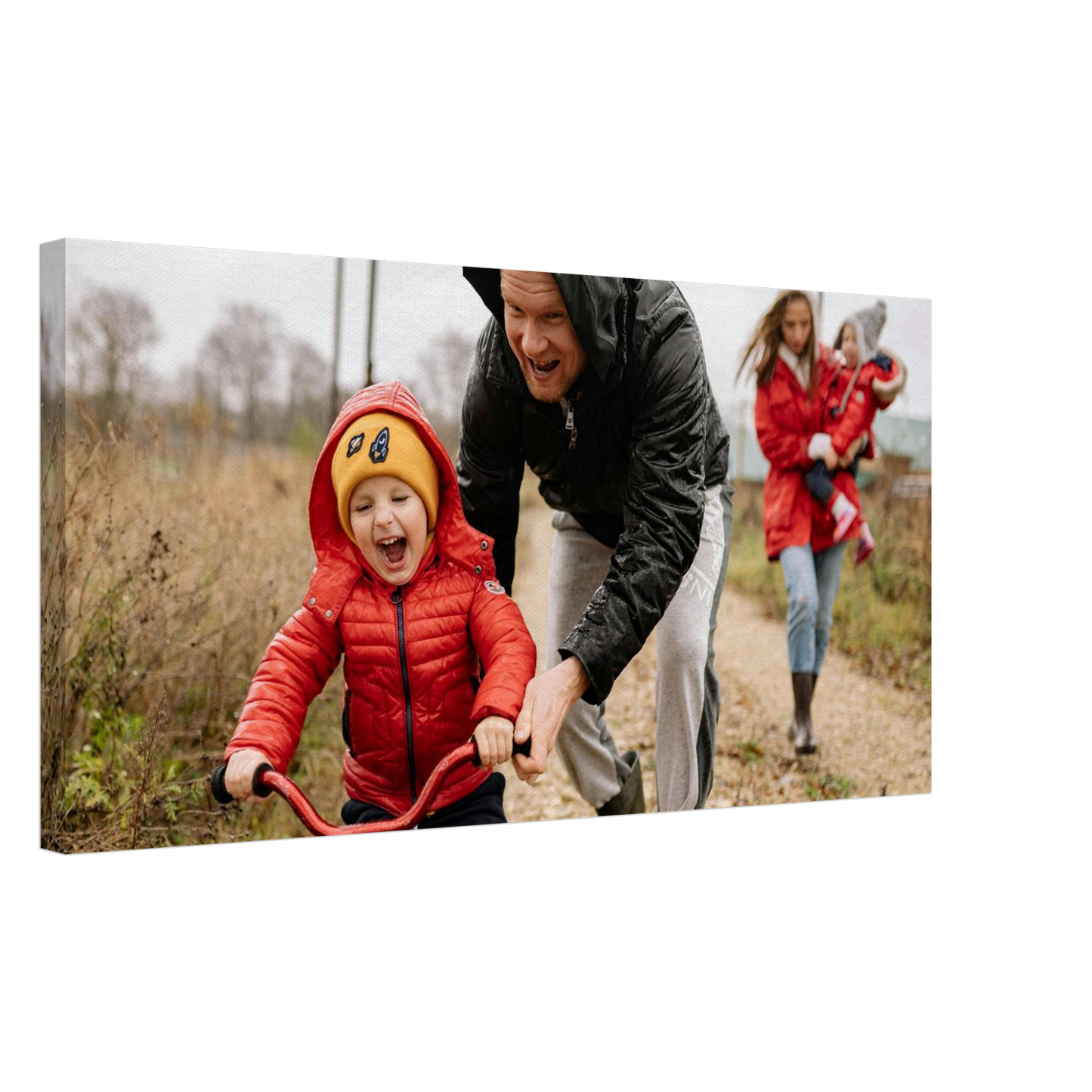 Familien Fotoleinwand Querformat 40x80cm dicker Rahmen minimalistisches Design - Panorama Wanddekoration für große Familienfotos