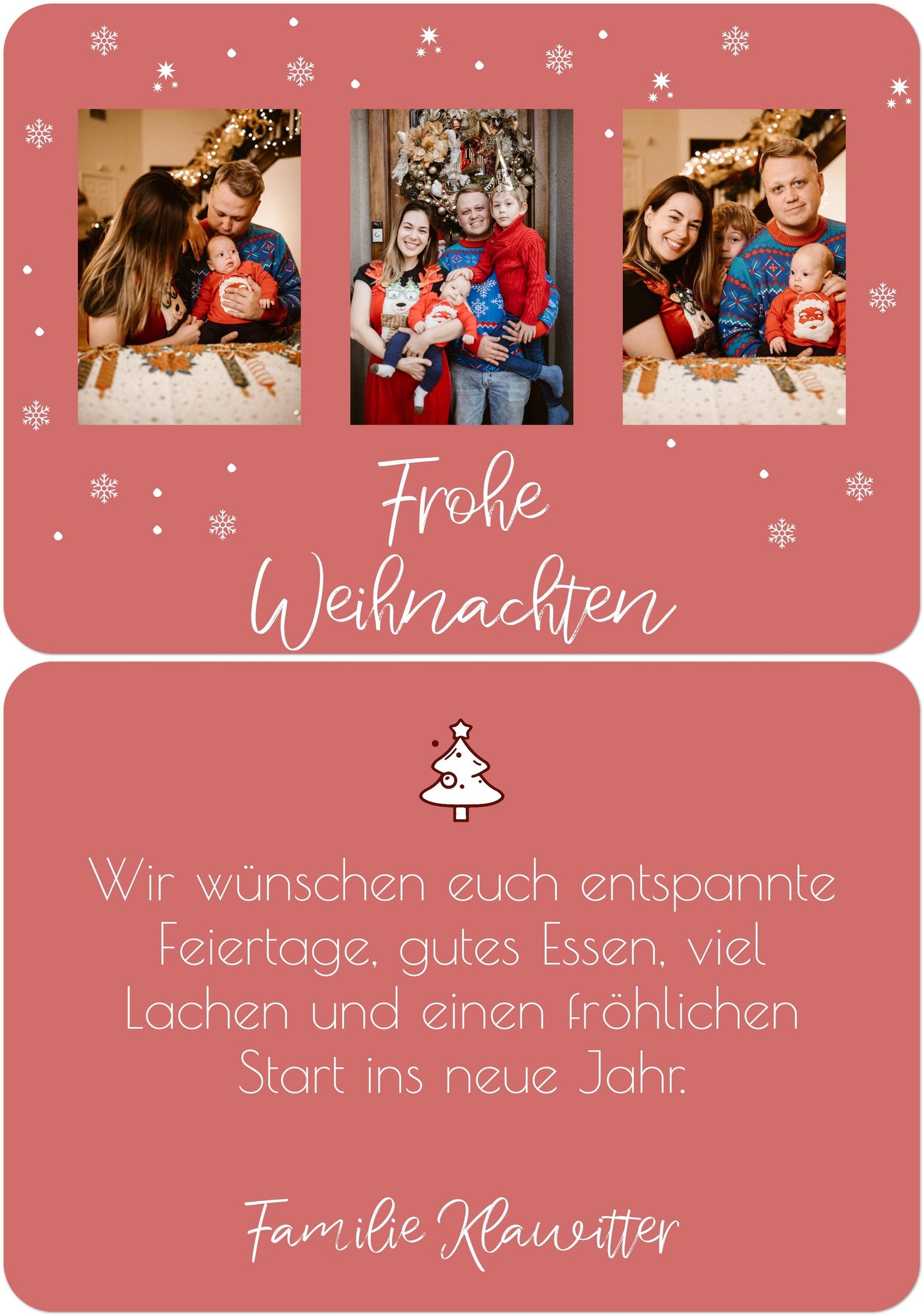 Weihnachtspostkarte Querformat mit keine veredlung in Farbe winterrot