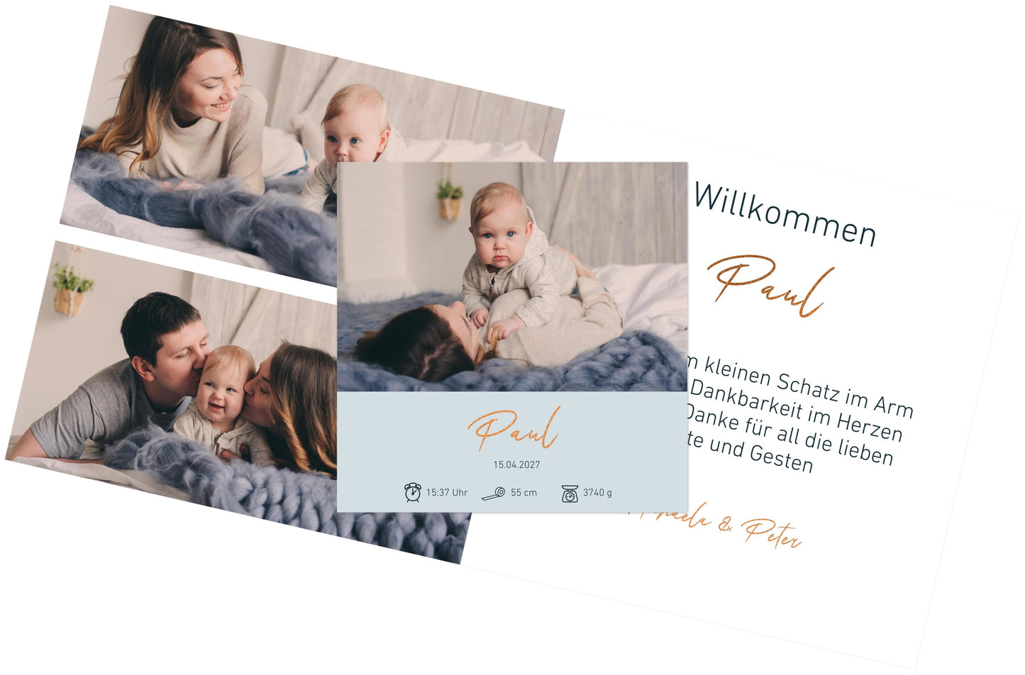 Familien Fotoleinwand Querformat Kupfer dünner Rahmen minimalistisches Design - Stilvolle Wanddekoration