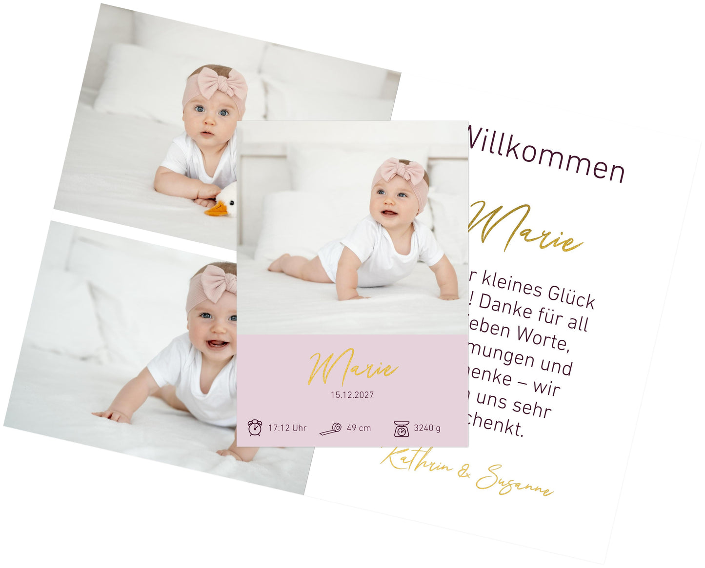 Familien Fotoleinwand Querformat Gold dünner Rahmen minimalistisches Design - Stilvolle Wanddekoration