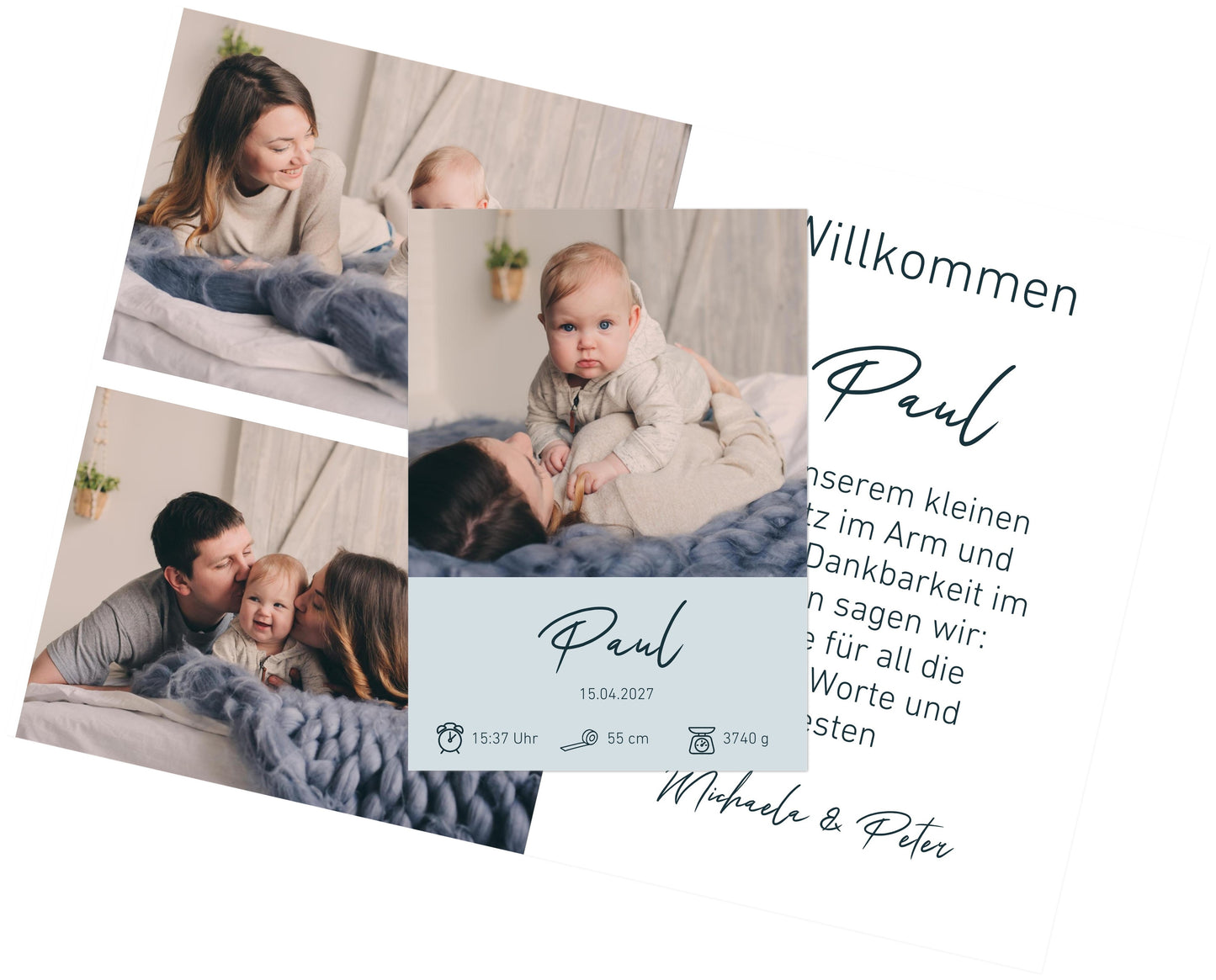 Familien Fotoleinwand Querformat Keine Veredlung dünner Rahmen minimalistisches Design - Stilvolle Wanddekoration