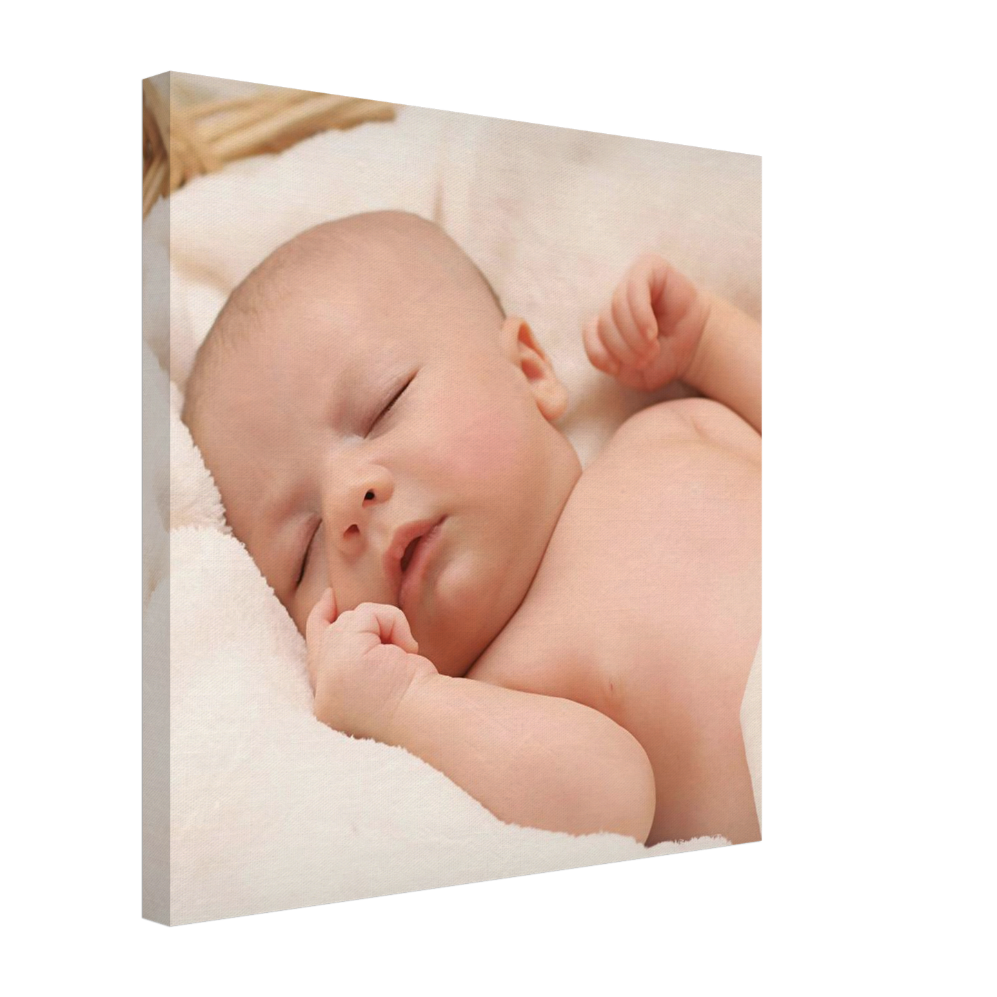 Baby Fotoleinwand quadratisch 50x50cm dicker Rahmen minimalistisches Design - Statement-Piece für Wohnzimmer