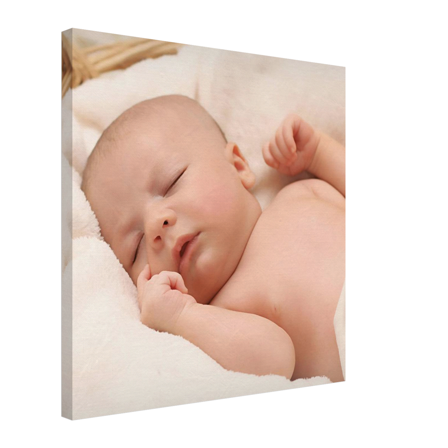 Baby Fotoleinwand quadratisch 50x50cm dünner Rahmen minimalistisches Design - Große Wandkunst für moderne Einrichtung