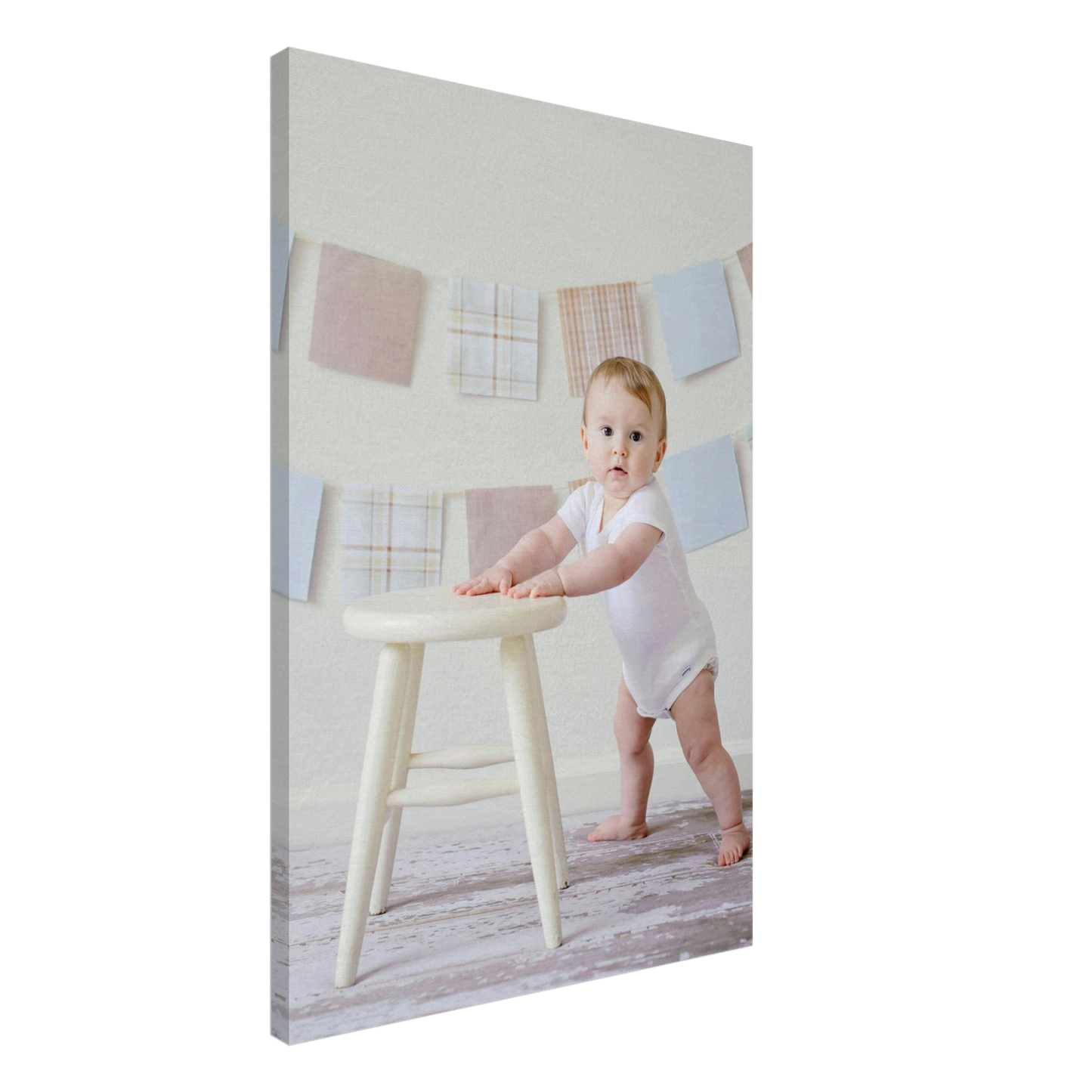 Baby Fotoleinwand Hochformat 60x90cm dicker Rahmen minimalistisches Design - XXL Großformat für beeindruckende Wandgestaltung