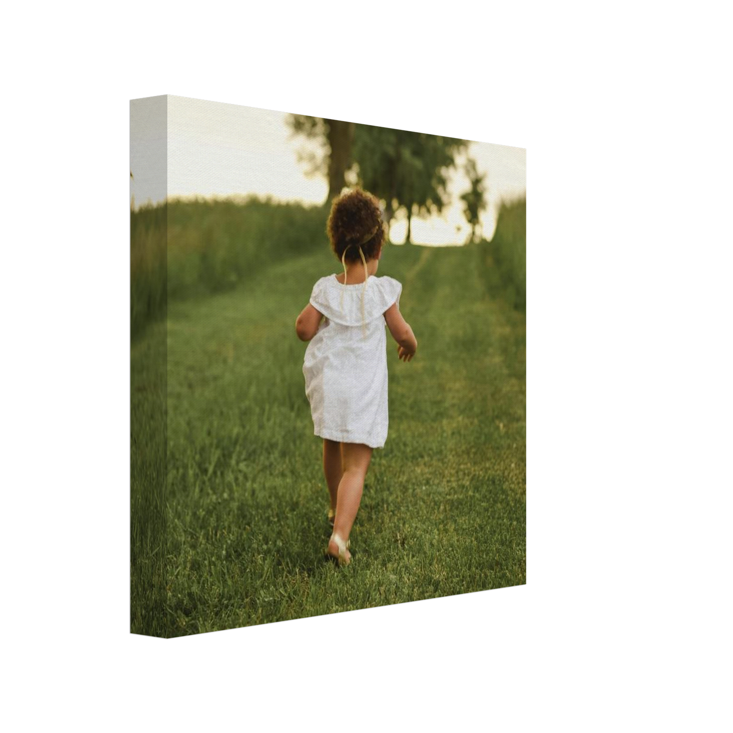 Familien Fotoleinwand quadratisch 20x20cm dünner Rahmen minimalistisches Design - Kompakte Wandkunst für kleine Räume