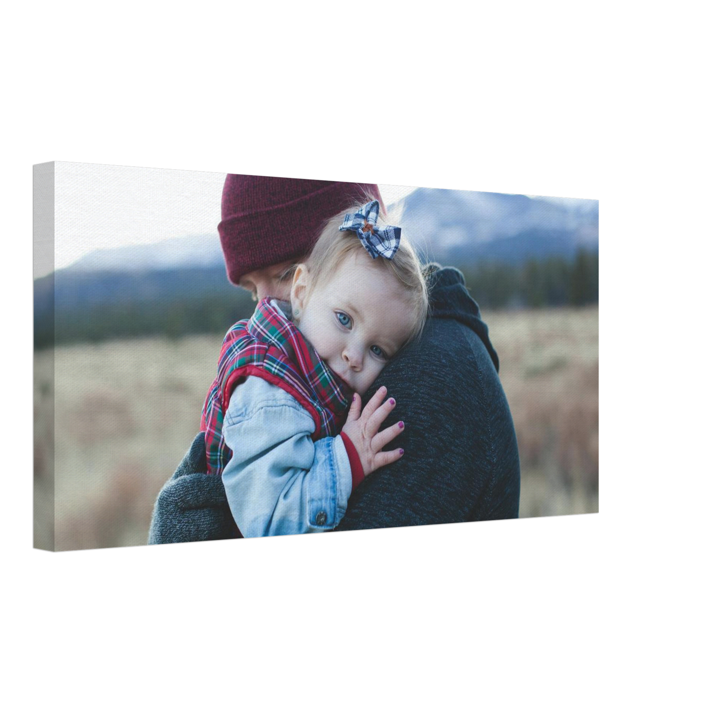 Familien Fotoleinwand Querformat 30x60cm dicker Rahmen minimalistisches Design - Panorama Wanddekoration für Familienbilder