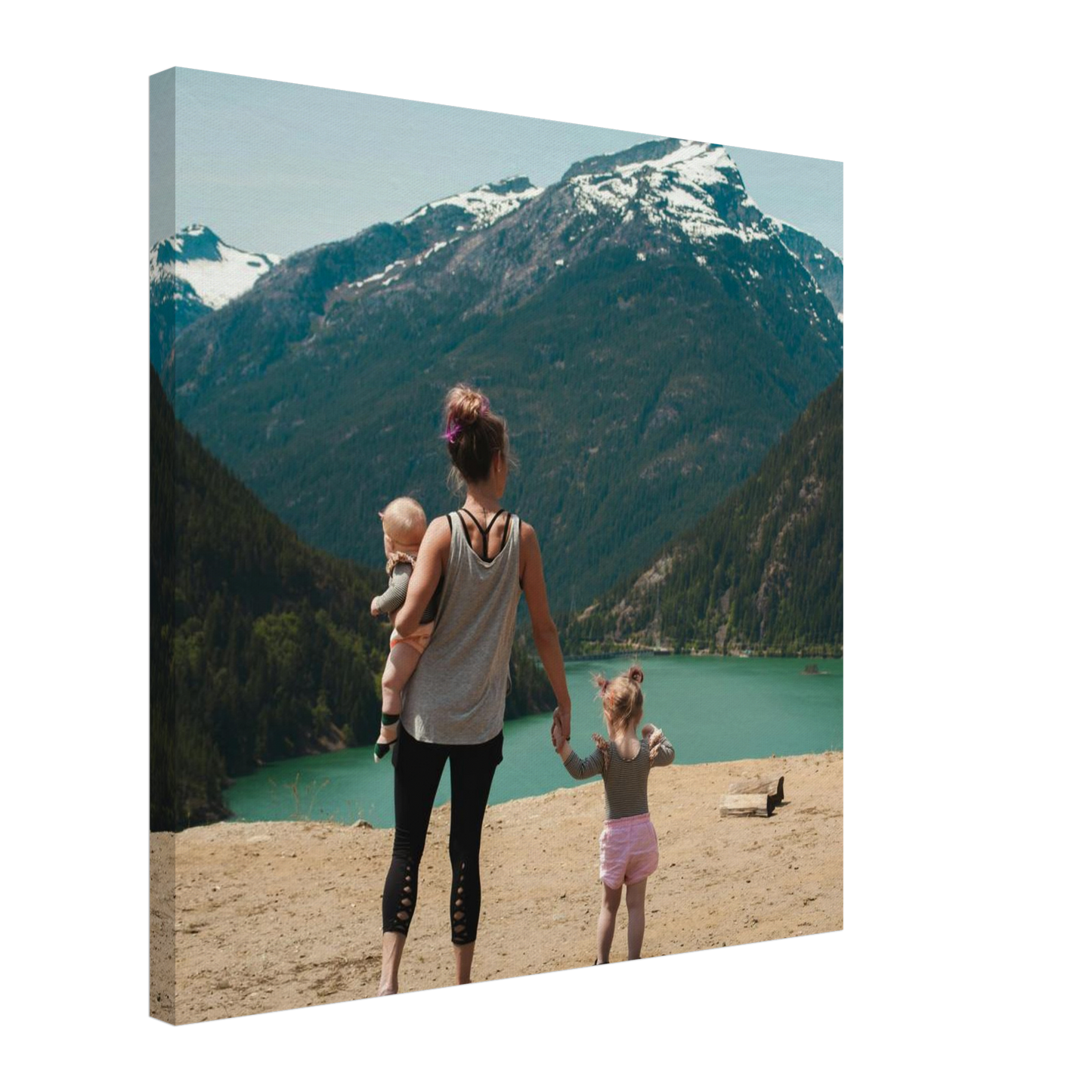 Familien Fotoleinwand quadratisch 60x60cm dicker Rahmen minimalistisches Design - XXL Statement-Piece für große Wandflächen