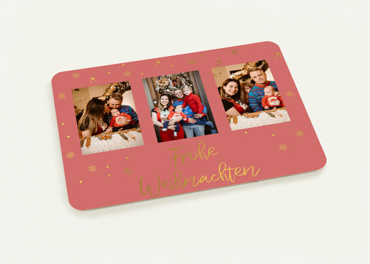 Familienmomente in Serie – Weihnachts-Postkarte mit 3 Fotos