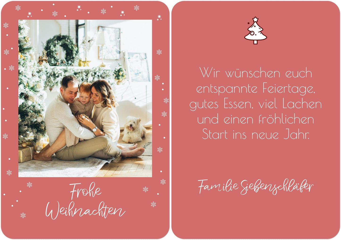 Weihnachtspostkarte Hochformat mit keine veredlung in Farbe winterrot