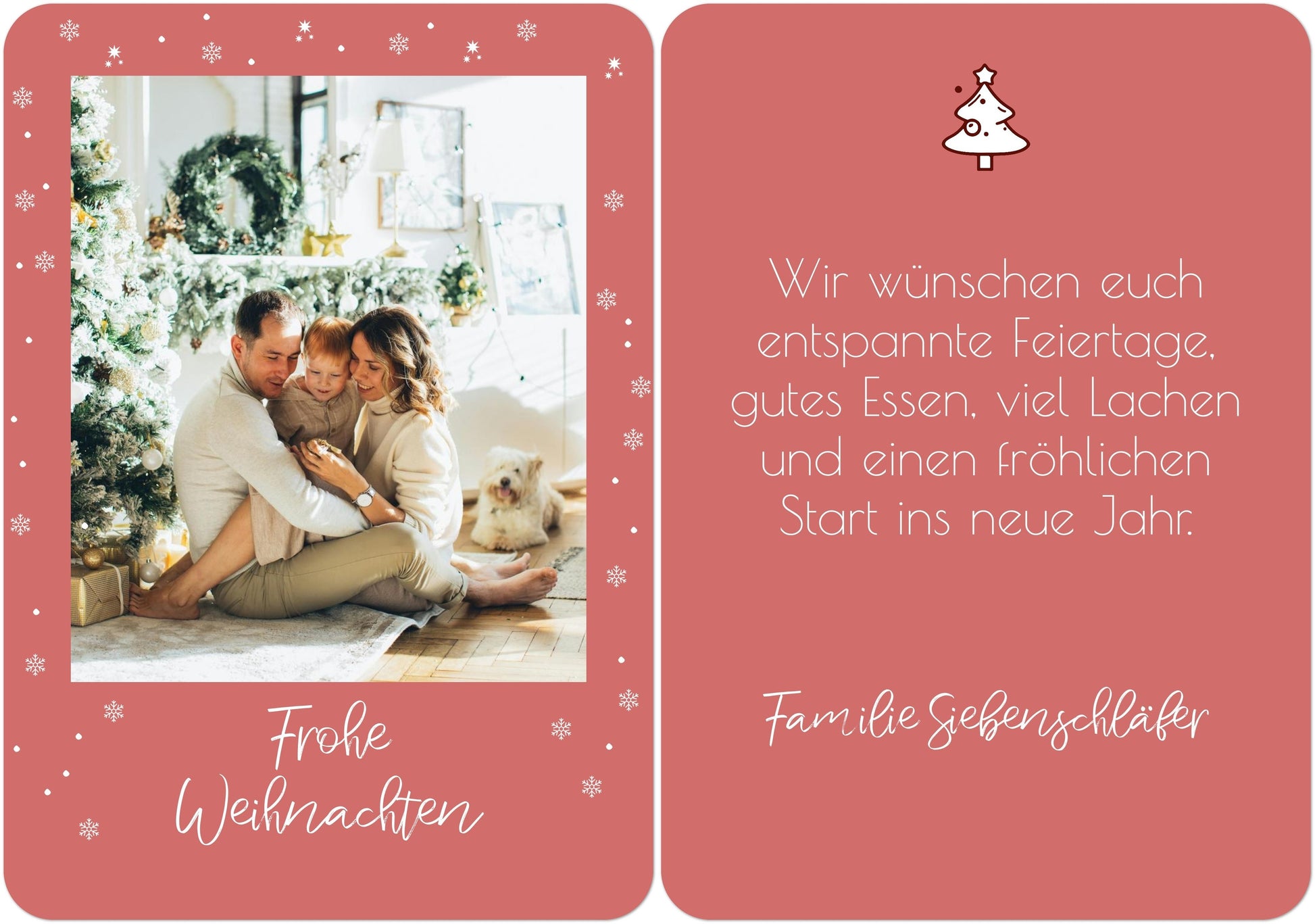 Weihnachtspostkarte Hochformat mit keine veredlung in Farbe winterrot