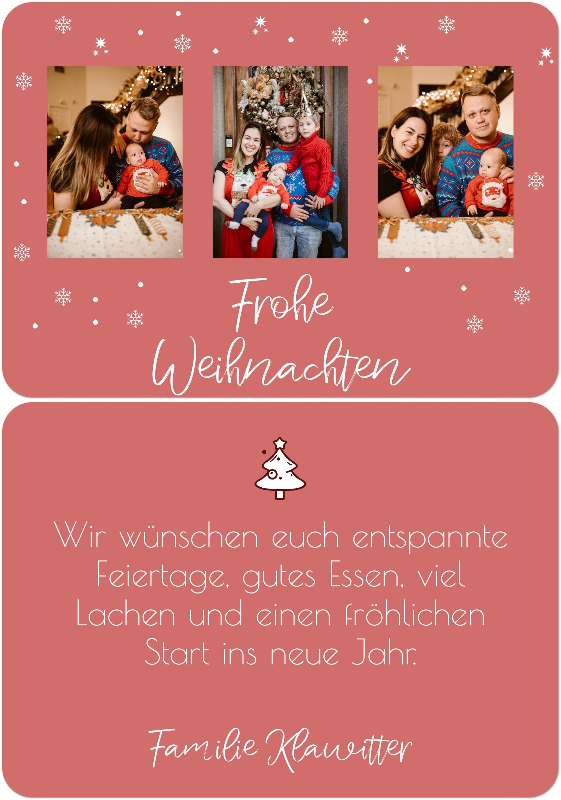 Weihnachtspostkarte Querformat mit keine veredlung in Farbe winterrot